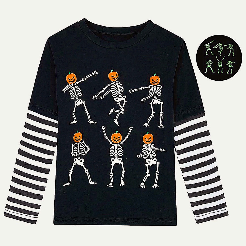 NWT Kid’s Unisex Glow‎ in the Dark Halloween Shirt Sz 8-9